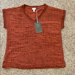 Garnet Hill NEW Rust Knit V-Neck Sweater